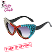 Luxury Diamond Cat Eye Big Sunglasses Sassy Chick Logo