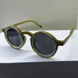 Black Luxury Diamond  Round Shining Rhinestone Sunglasses