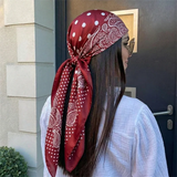 Red Luxury Dot Print Square Silk Scarf