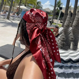 Luxury Dot Print Square Silk Scarf