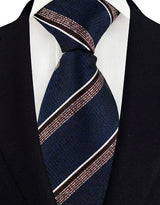 Blue Brown Luxury Dot Stripes 8CM Solid Neckties