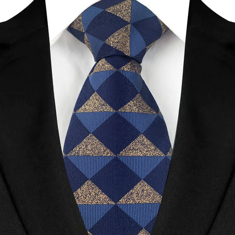 Blue Brown Luxury Dot Stripes 8CM Solid Neckties