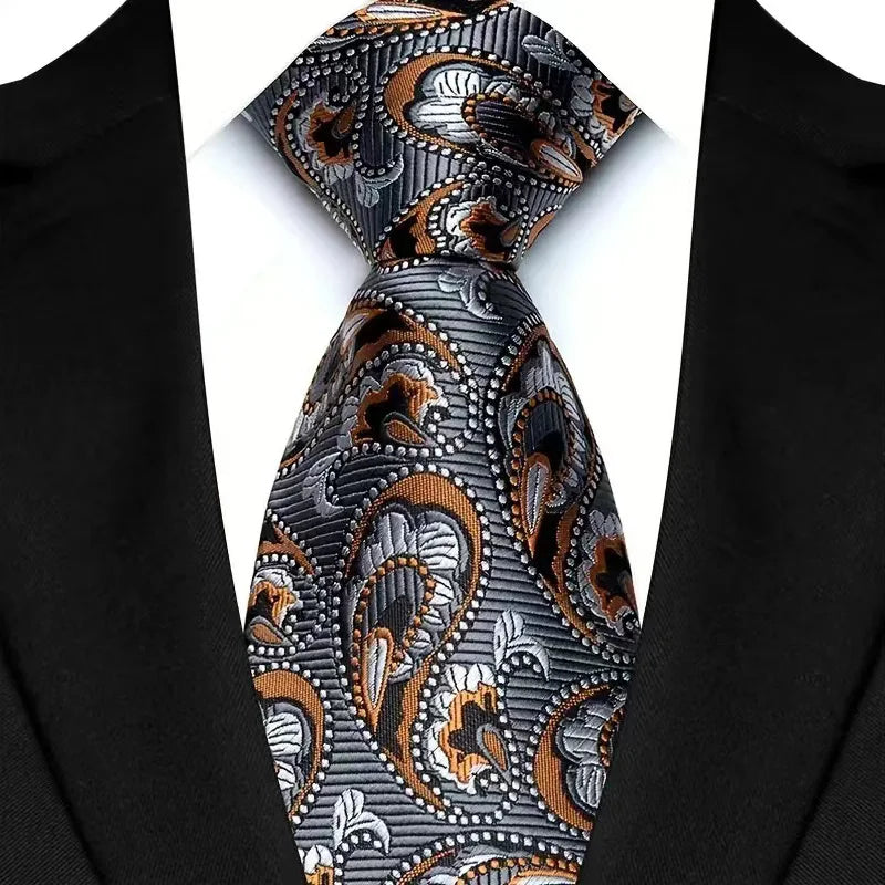 Silver Brown Luxury Dot Stripes 8CM Solid Neckties