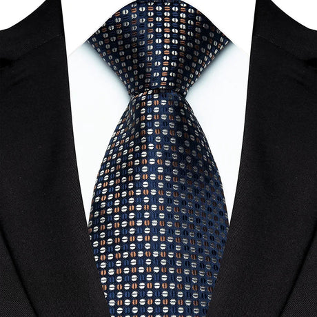 Blue White Brown Luxury Dot Stripes 8CM Solid Neckties