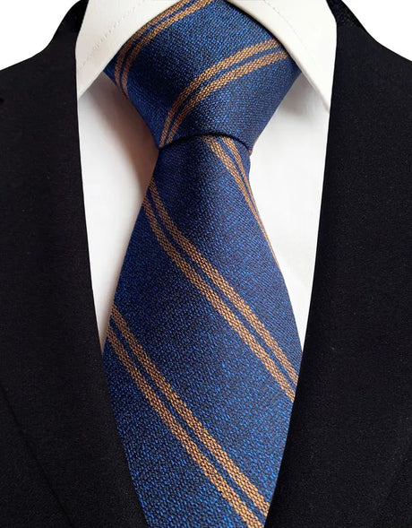 Blue Gold Luxury Dot Stripes 8CM Solid Neckties