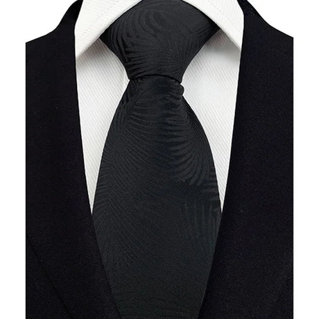 Black Luxury Dot Stripes Solid Tie Black 8CM Men's Necktie