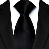 Black Luxury Dot Stripes Solid Tie Black 8CM Men's Necktie