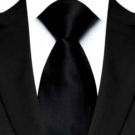Black Luxury Dot Stripes Solid Tie Black 8CM Men's Necktie