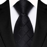 Black Luxury Dot Stripes Solid Tie Black 8CM Men's Necktie