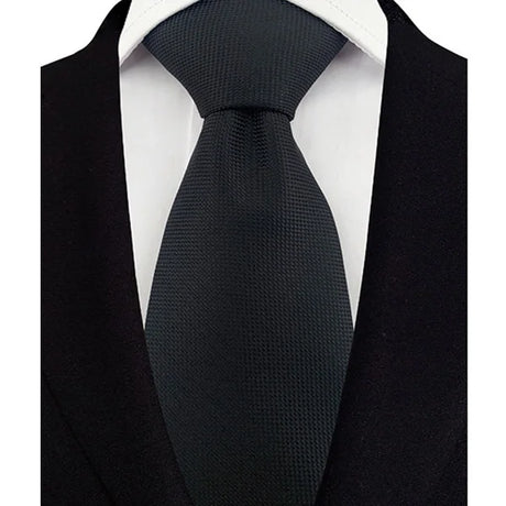 Black Luxury Dot Stripes Solid Tie Black 8CM Men's Necktie