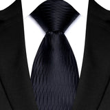 Black Luxury Dot Stripes Solid Tie Black 8CM Men's Necktie
