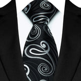 Black Luxury Dot Stripes Solid Tie Black 8CM Men's Necktie