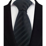 Black Luxury Dot Stripes Solid Tie Black 8CM Men's Necktie