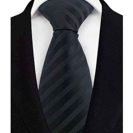 Black Luxury Dot Stripes Solid Tie Black 8CM Men's Necktie