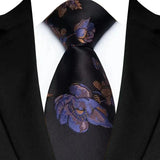 Black Luxury Dot Stripes Solid Tie Black 8CM Men's Necktie