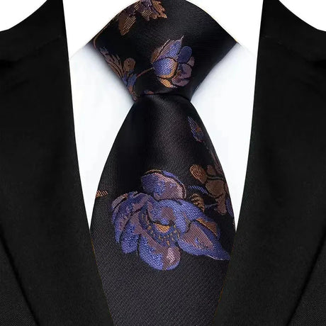 Black Luxury Dot Stripes Solid Tie Black 8CM Men's Necktie