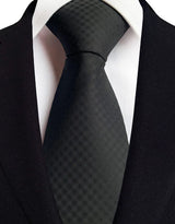 Black Luxury Dot Stripes Solid Tie Black 8CM Men's Necktie