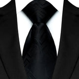 Black Luxury Dot Stripes Solid Tie Black 8CM Men's Necktie