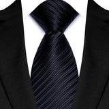 Black Luxury Dot Stripes Solid Tie Black 8CM Men's Necktie