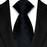 Black Luxury Dot Stripes Solid Tie Black 8CM Men's Necktie