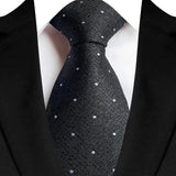 Black Luxury Dot Stripes Solid Tie Black 8CM Men's Necktie