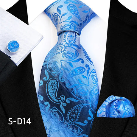 Blue Luxury Dot Ties Square Cufflinks Tie Set