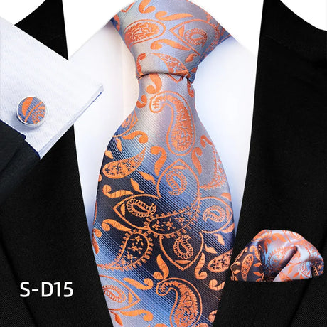 Orange Luxury Dot Ties Square Cufflinks Tie Set