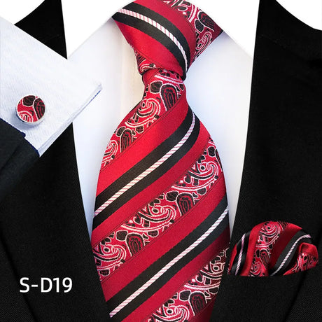 Red Luxury Dot Ties Square Cufflinks Tie Set