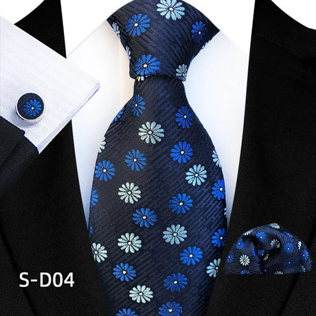Blue Luxury Dot Ties Square Cufflinks Tie Set