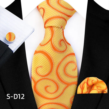 Yellow Luxury Dot Ties Square Cufflinks Tie Set