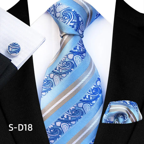 Blue Luxury Dot Ties Square Cufflinks Tie Set