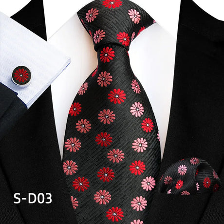 Black Luxury Dot Ties Square Cufflinks Tie Set