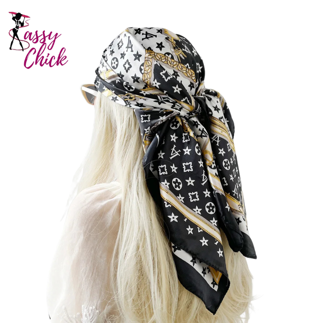 Luxury Fashion 90cm Large Square Light Scarf Shawl Sassy Chick Logo