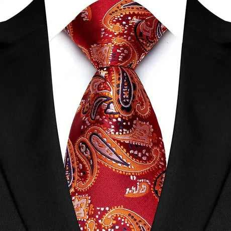 Red Luxury Floral Paisley Jacquard Necktie