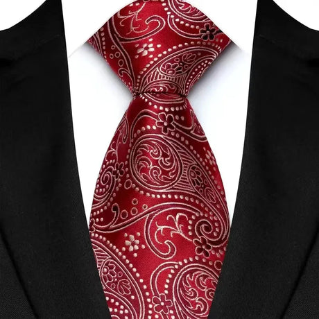 Red Luxury Floral Paisley Jacquard Necktie