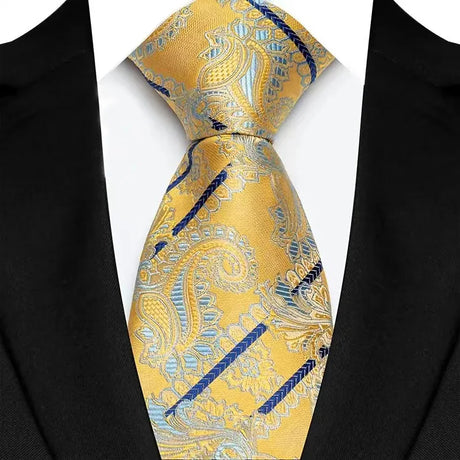 Gold Luxury Floral Paisley Jacquard Necktie