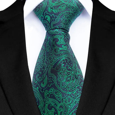 Green Luxury Floral Paisley Jacquard Necktie