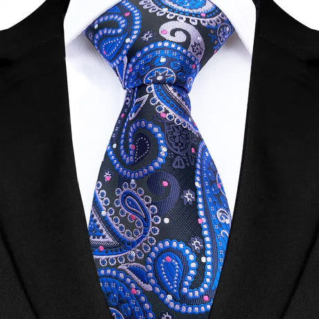 Blue Luxury Floral Paisley Jacquard Necktie