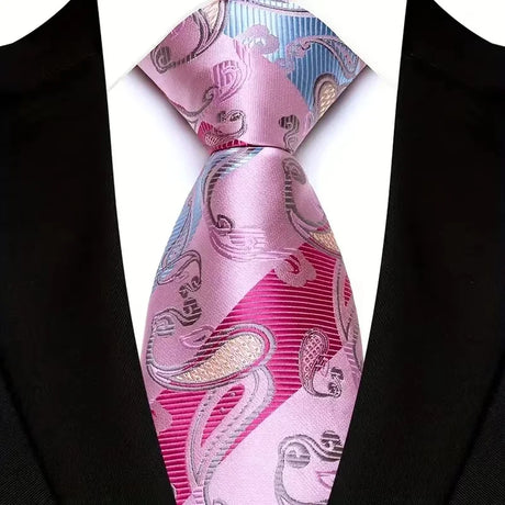 Pink Luxury Floral Paisley Jacquard Necktie
