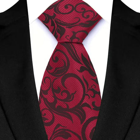 Red Luxury Floral Polyester Jacquard Business Formal Neckties