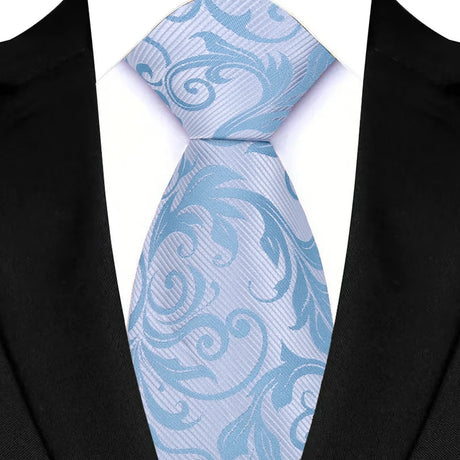 Blue Luxury Floral Polyester Jacquard Business Formal Neckties