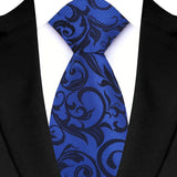 Blue Luxury Floral Polyester Jacquard Business Formal Neckties