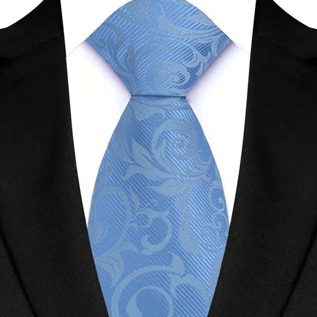 Blue Luxury Floral Polyester Jacquard Business Formal Neckties