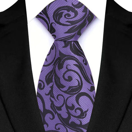 Purple Luxury Floral Polyester Jacquard Business Formal Neckties