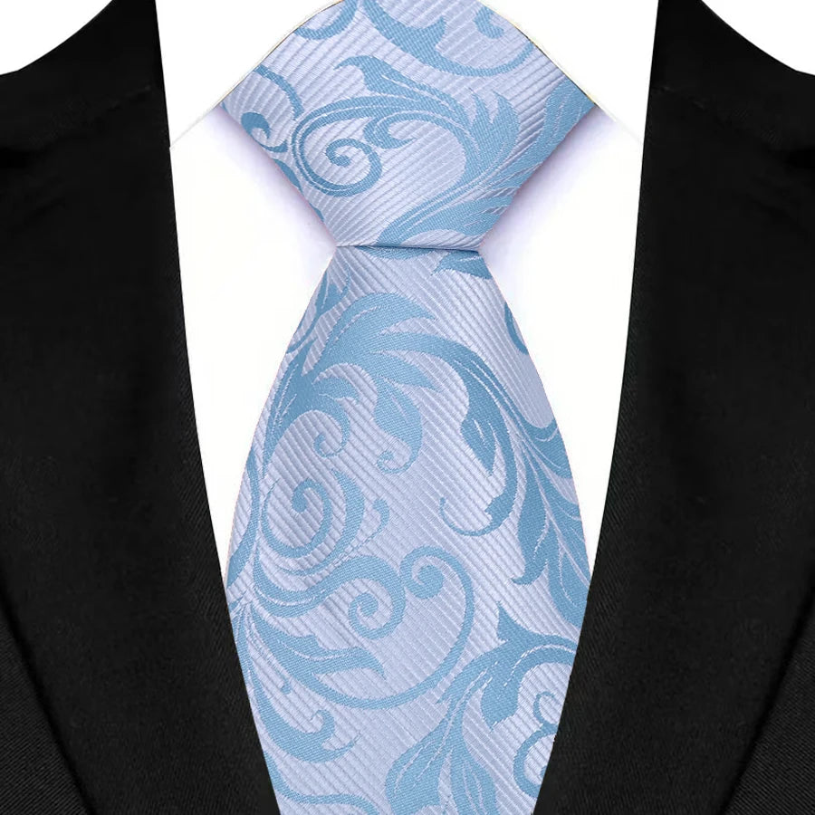 Blue Luxury Floral Polyester Jacquard Business Formal Neckties