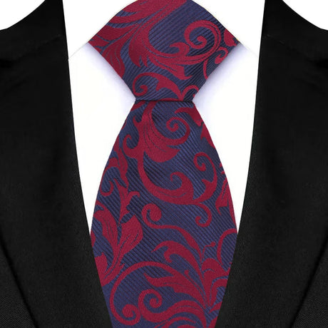 Red Luxury Floral Polyester Jacquard Business Formal Neckties