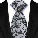 Gray Luxury Floral Polyester Jacquard Business Formal Neckties