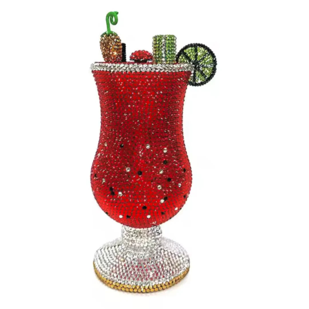 Red Luxury Glass Design Purse Crystal Evening Diamond Bags