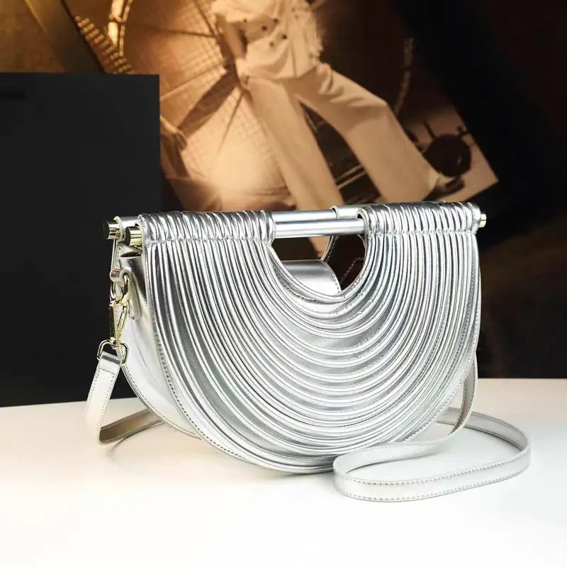 Silver Luxury woven Noodle Leather Bags