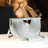 Silver Luxury woven Noodle Leather Bags